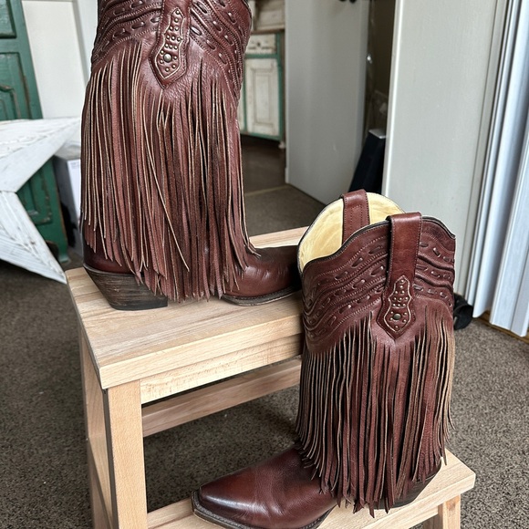 Corral Fringe Cowboy Boots Womens 8.5 Brown - Picture 2 of 9